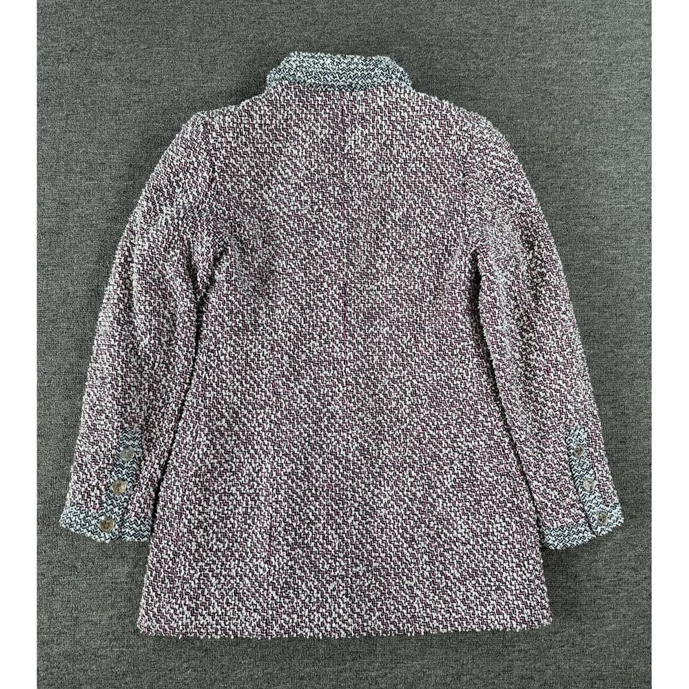 Vintage Chanel Coat Womens 38 Tweed Chain Hem Logo Buttons France 90s Authentic - Picture 4 of 16